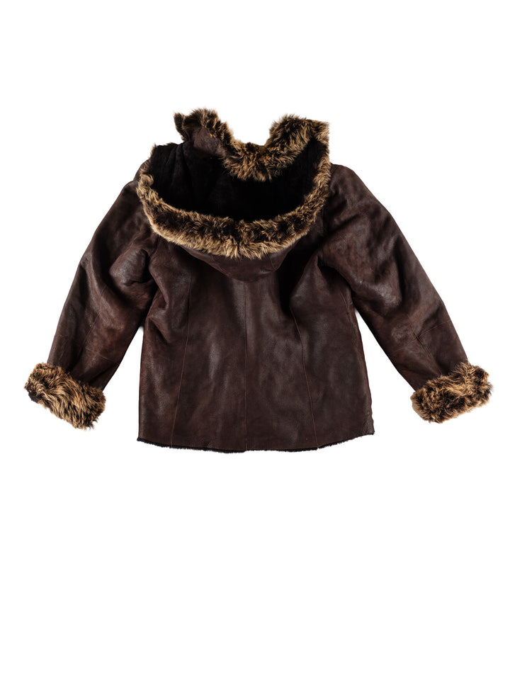 Vintage 70's Women Sheepskin Coat in BrownMN678