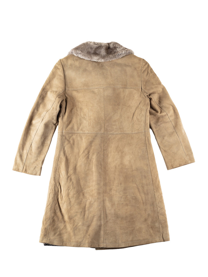 Vintage 70's Men Faux Sheepskin Coat in BeigeVN298