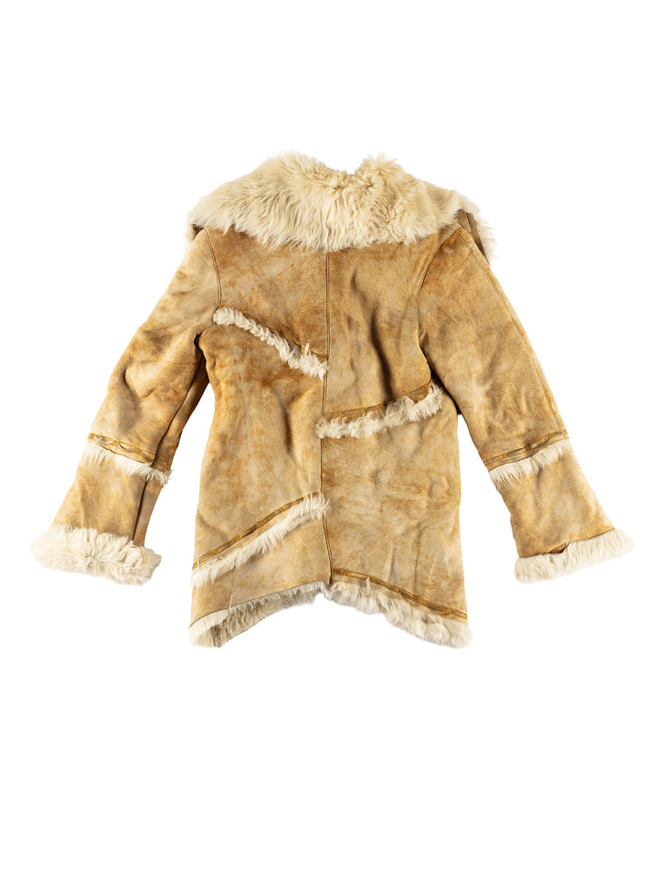 Vintage 70's Women Sheepskin Coat in BeigeMN479