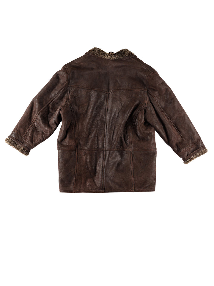 Vintage 80's Men Sheepskin Coat in BrownVN564