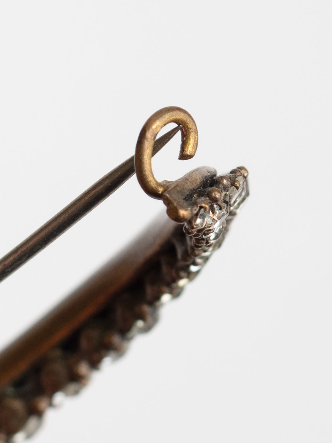 Antique 1900s Crescent Moon Brooch with Paste Crystals