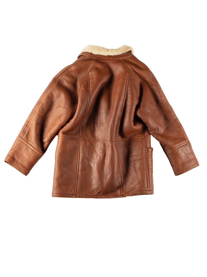 Vintage 80's Women Sheepskin Coat in BrownMN598