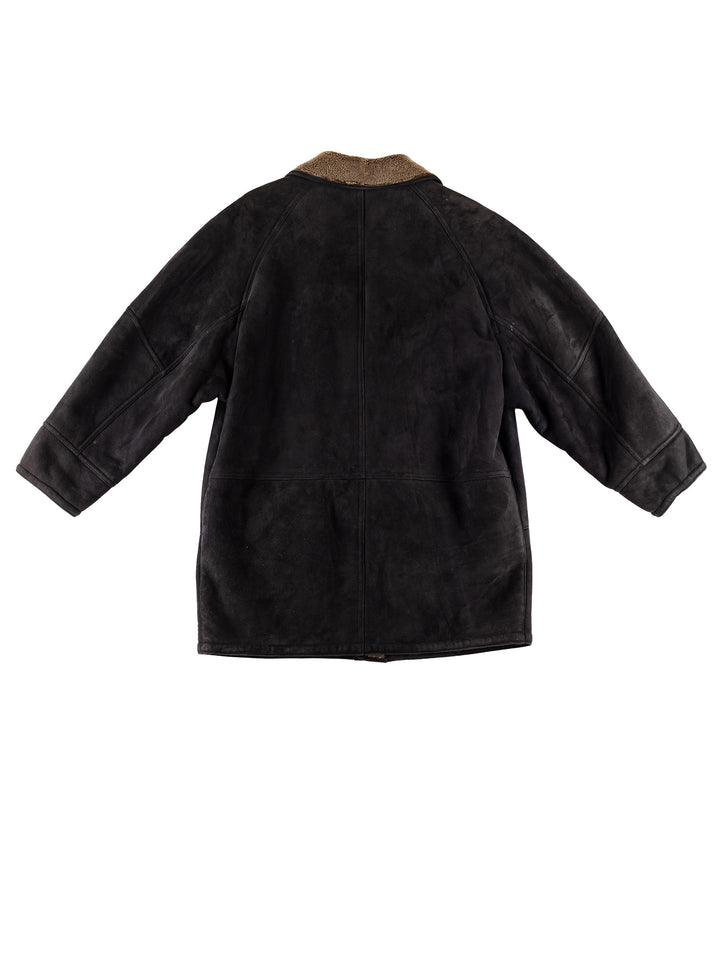 Vintage 80's Men Sheepskin Coat in GrayVN714