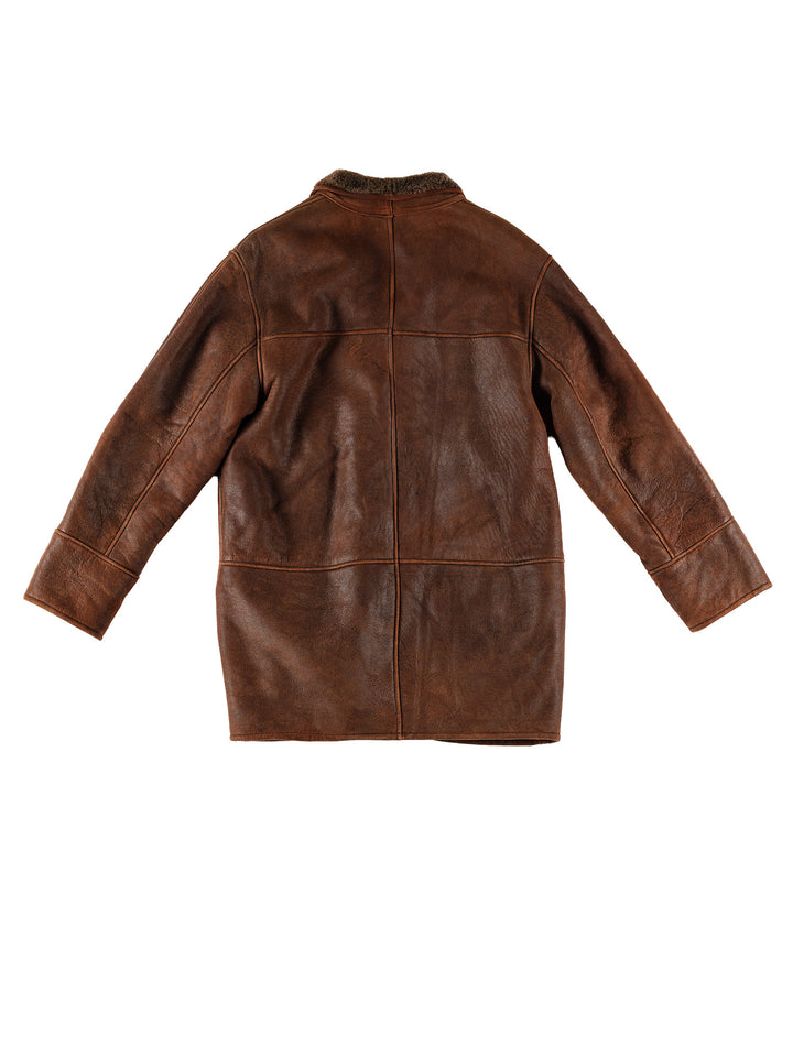 Vintage 80's Men Sheepskin Coat in BrownVN687