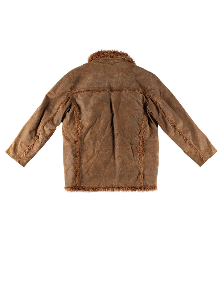 Vintage 80's Men Faux Sheepskin Coat in BrownVN641