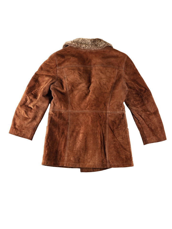 Vintage 80's Men Faux Sheepskin Coat in BrownVN362