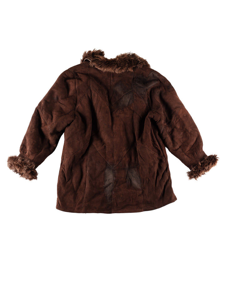 Vintage 70's Women Sheepskin Coat in BrownMN446