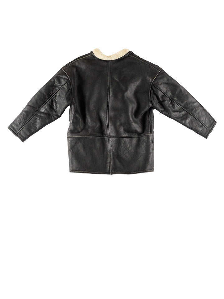 Vintage 80's Men Sheepskin Coat in BlackVN764