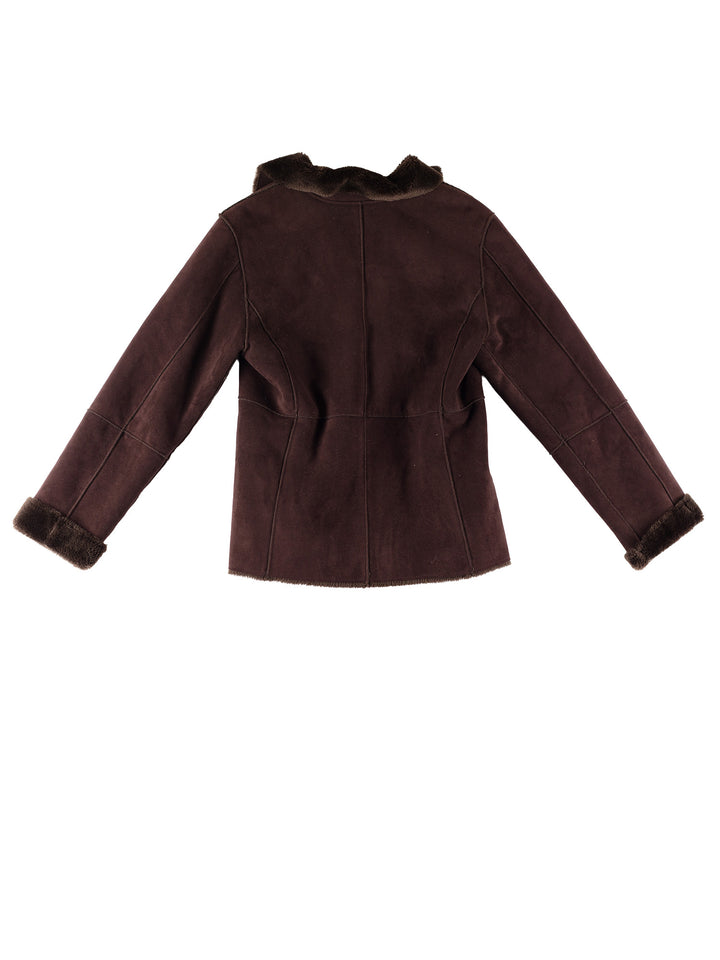 Vintage 80's Women Faux Sheepskin Jacket in BrownMN767