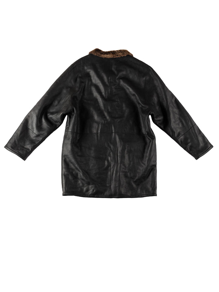 Vintage 80's Men Sheepskin Coat in BlackVN529
