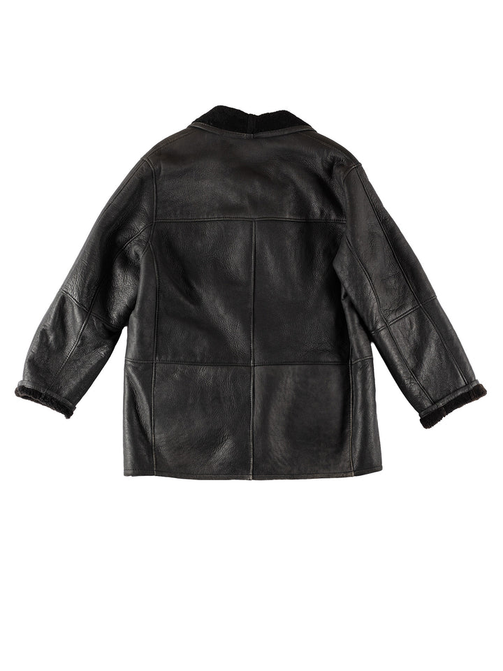 Vintage 80's Men Sheepskin Coat in BlackVN413