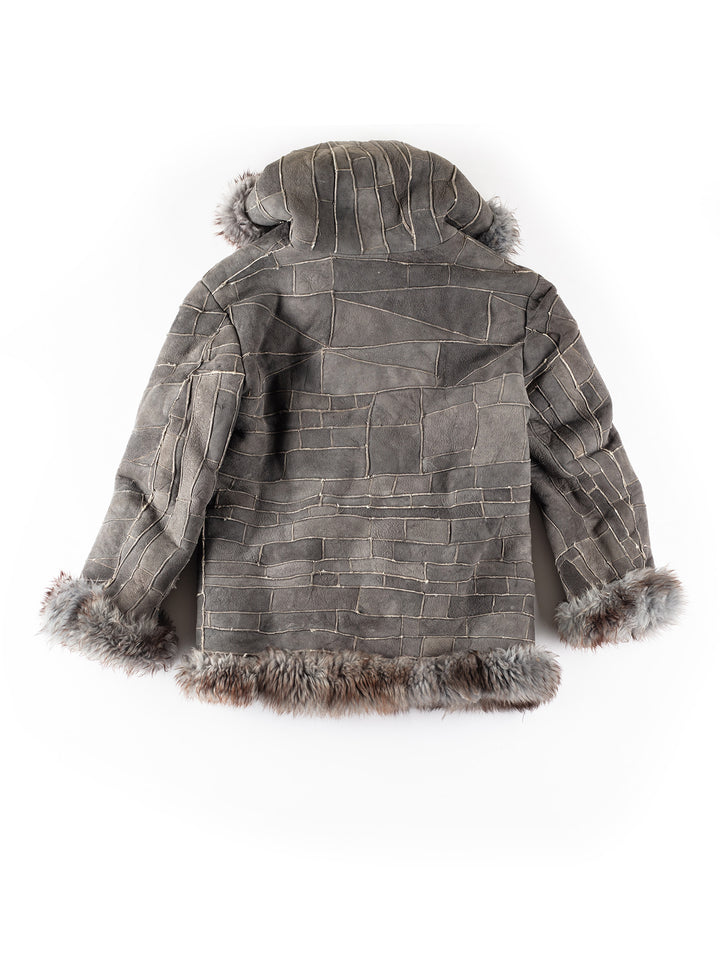 Vintage 70's Women Sheepskin Coat in GrayMN315