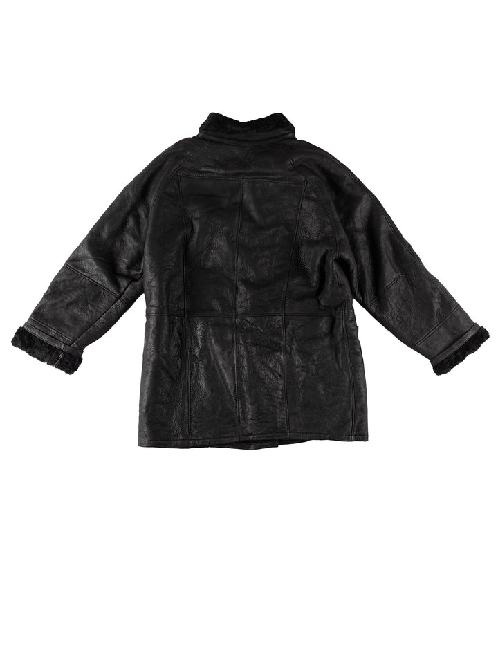 Vintage 80's Women Sheepskin Coat in BlackMN607