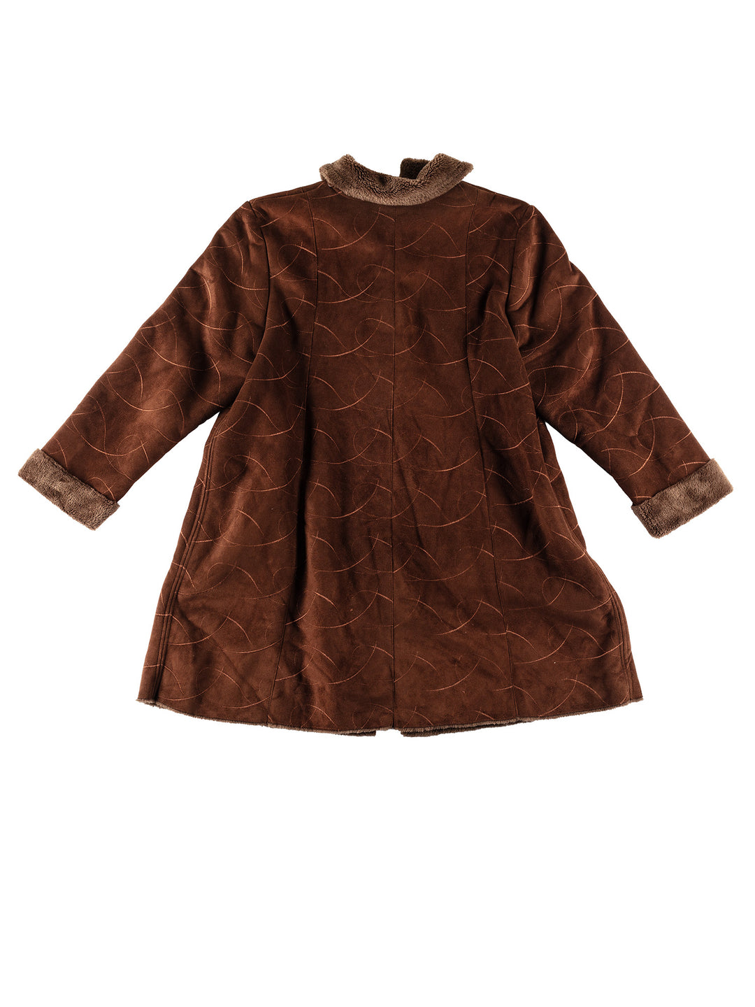 Vintage 80's Women Faux Sheepskin Coat in BrownMN455