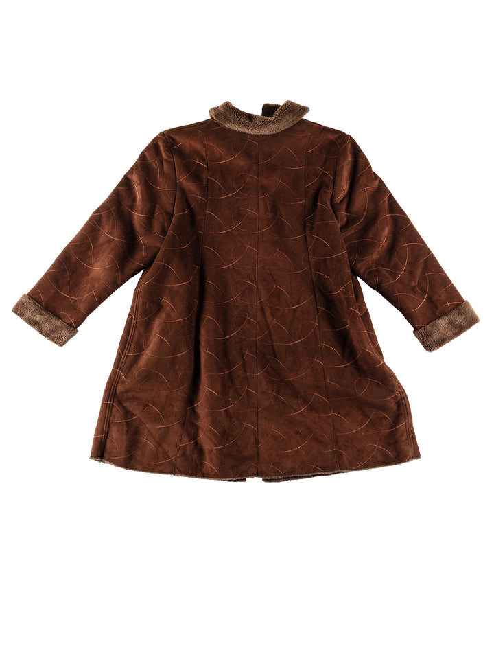 Vintage 80's Women Faux Sheepskin Coat in BrownMN455