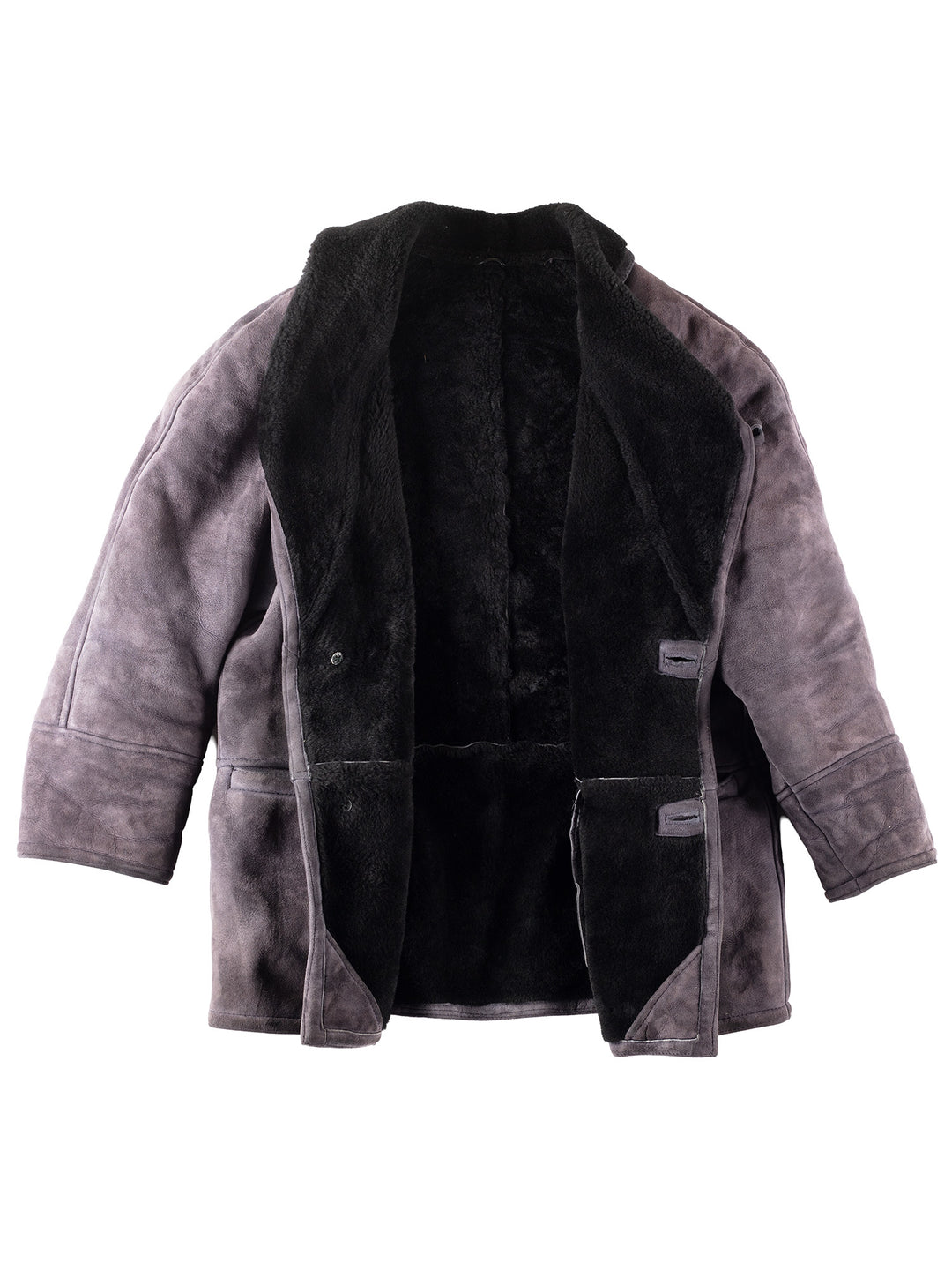 Vintage 80's Men Sheepskin Coat in Purple