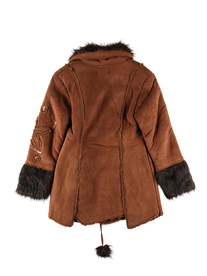 Vintage 70's Women Faux Sheepskin Coat in BrownMN653