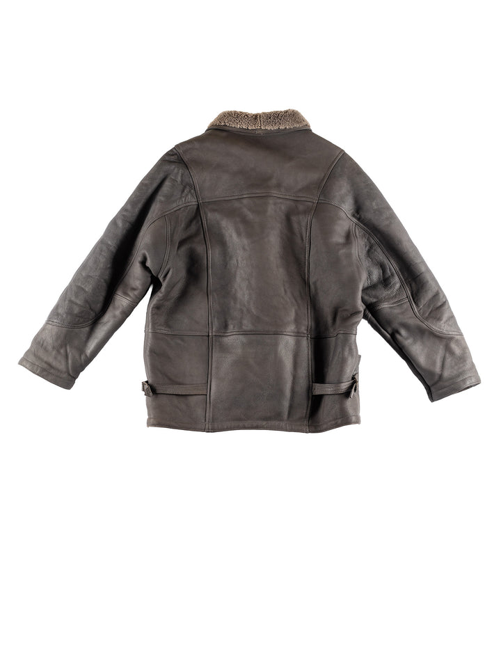 Vintage 80's Men Sheepskin Coat in GrayVN458