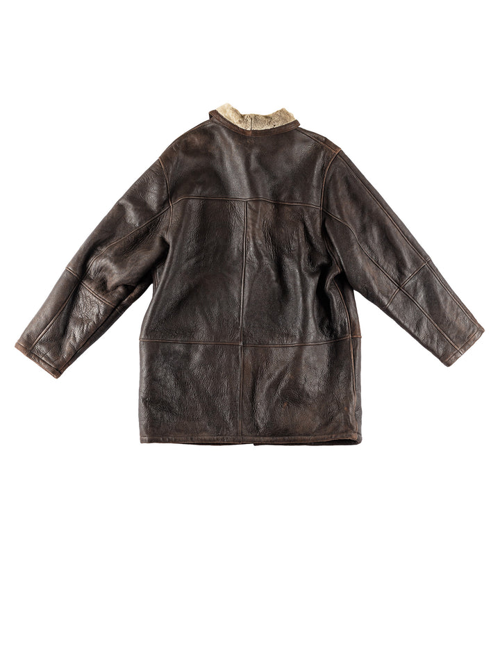 Vintage 80's Men Sheepskin Coat in BrownVN768