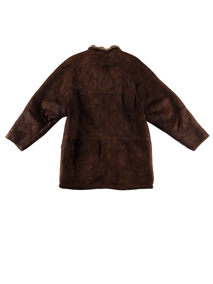 Vintage 80's Men Sheepskin Coat in BrownVN615