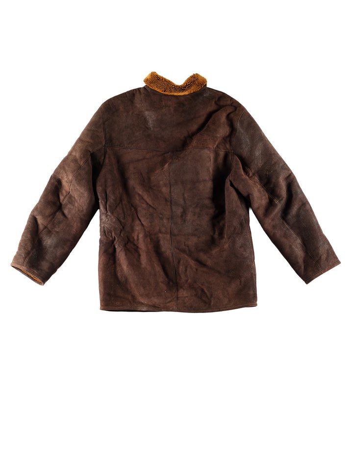 Vintage 80's Men Sheepskin Coat in BrownVN778