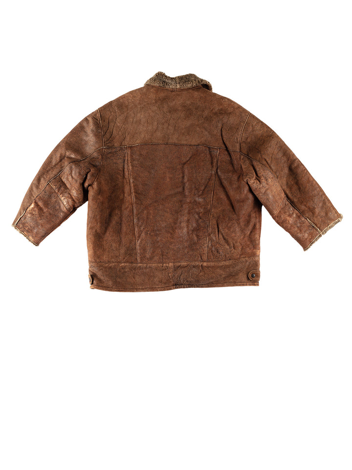 Vintage 80's Men Sheepskin Coat in BrownVN699
