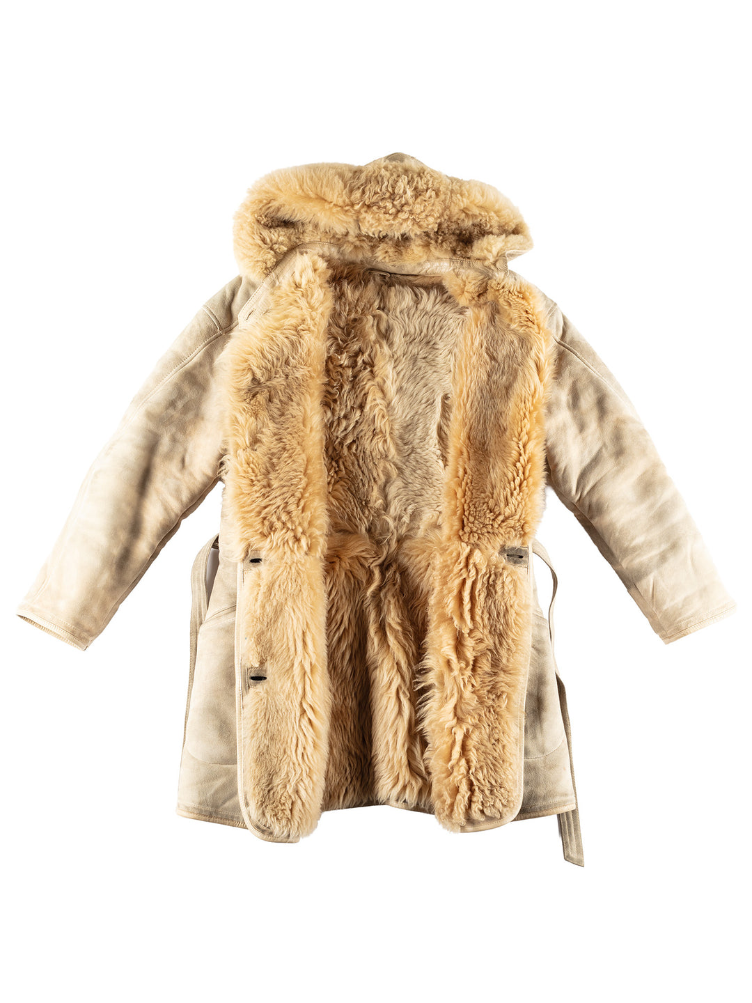 Vintage 00's Women Sheepskin Coat in Beige