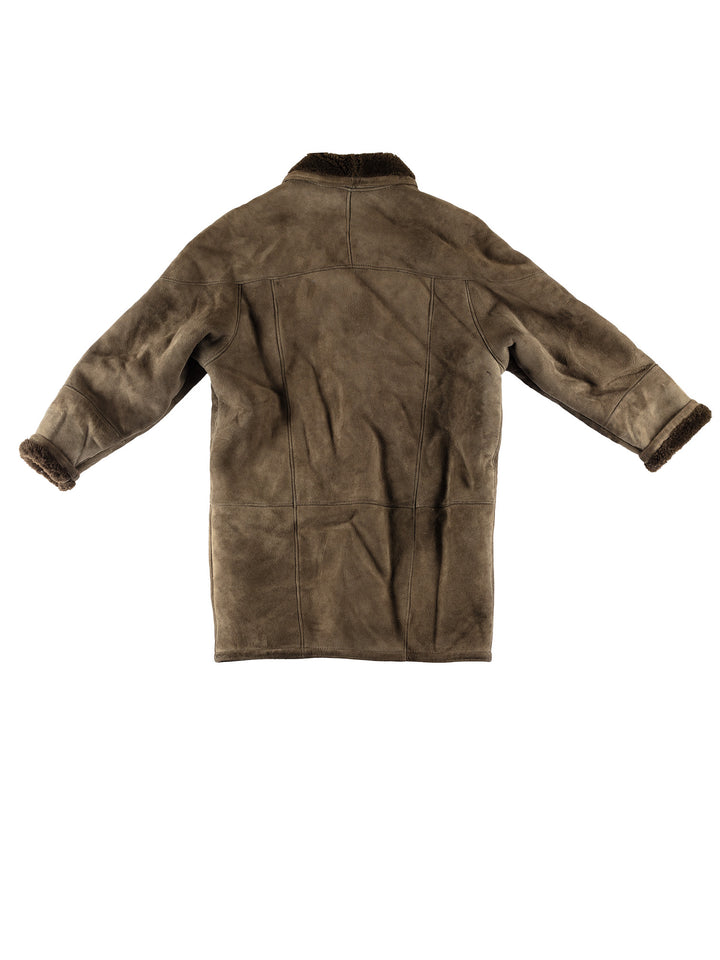 Vintage 80's Women Sheepskin Coat in GreenMN784