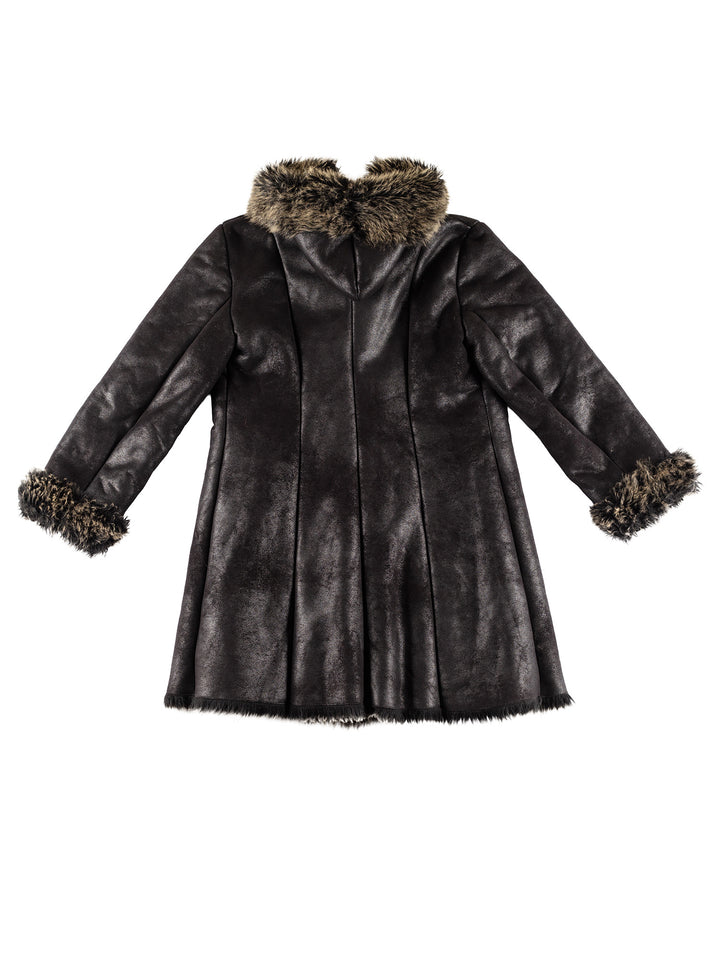 Vintage 70's Women Faux Sheepskin Coat in BlackMN408