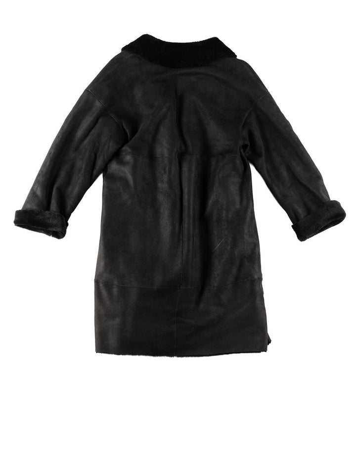 Vintage 80's Women Sheepskin Coat in BlackMN638