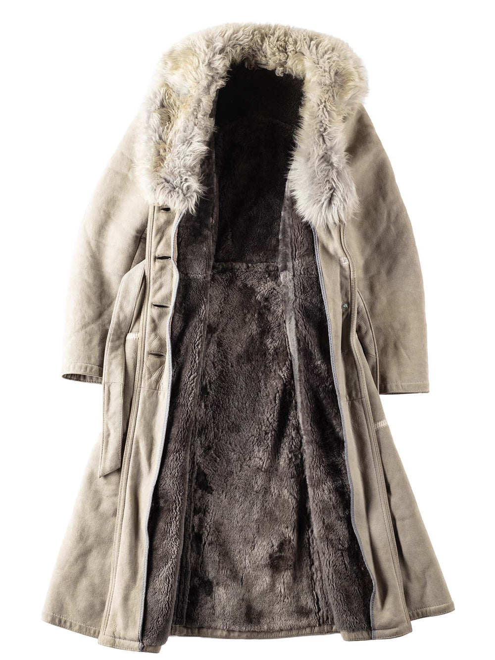 Vintage 70's Women Sheepskin Shearling Coat in Gray