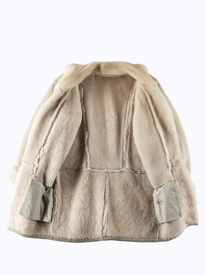 Vintage 80's Women Sheepskin Shearling Coat in Gray