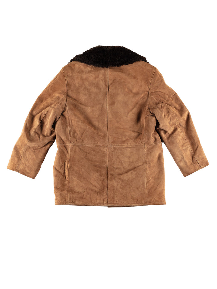 Vintage 70's Men Faux Sheepskin Coat in BrownVN731