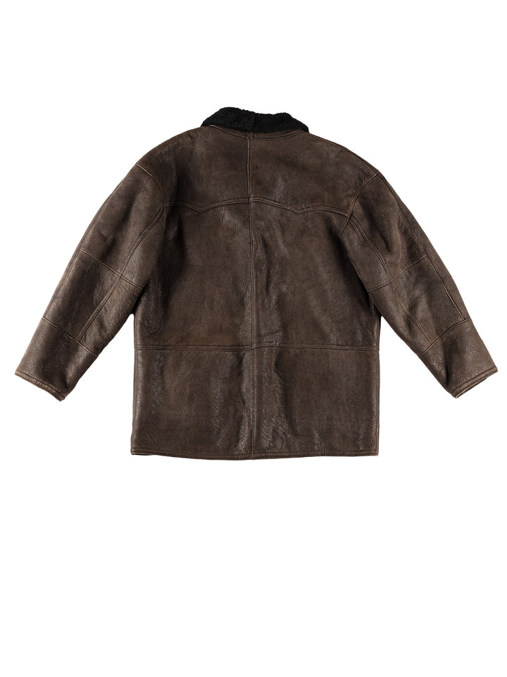 Vintage 80's Men Sheepskin Coat in BrownVN672