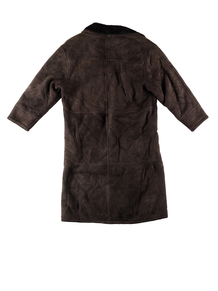 Vintage 80's Men Sheepskin Coat in BrownVN433