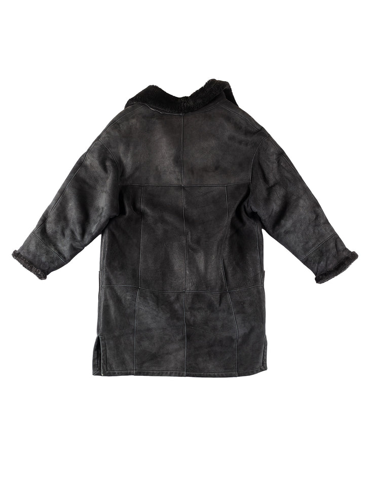 Vintage 80's Women Sheepskin Coat in BlackMN297