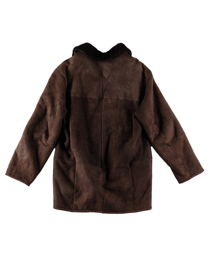 Vintage 80's Men Sheepskin Coat in BrownVN608