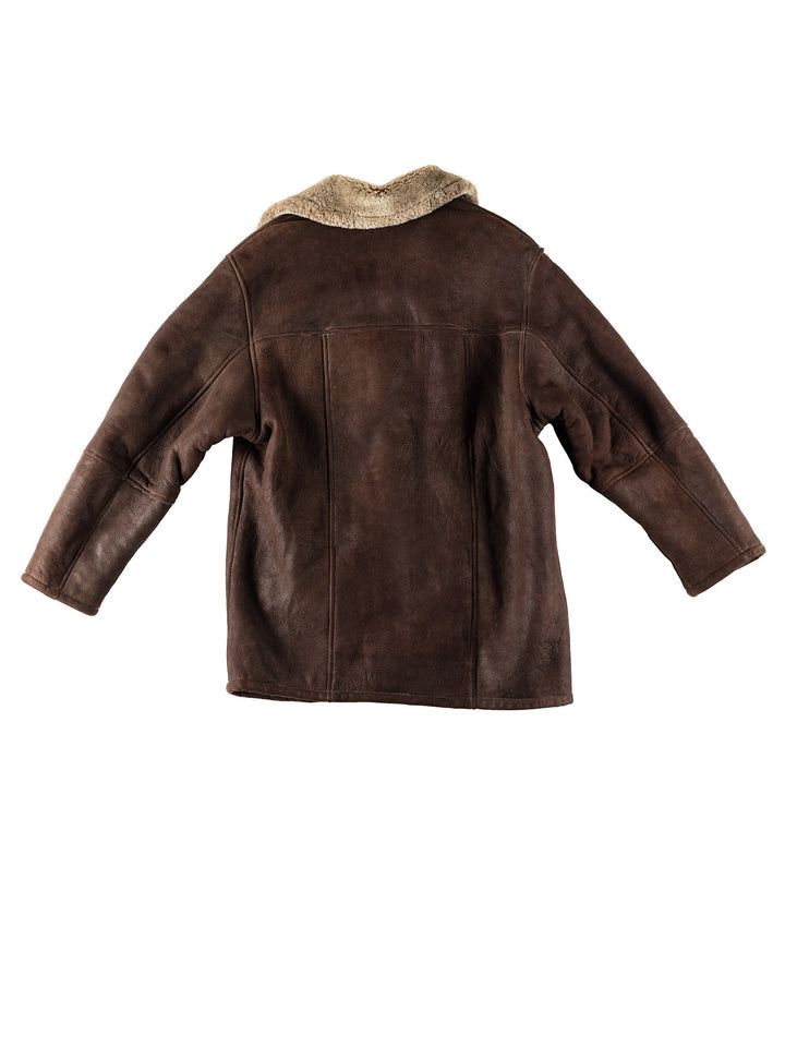 Vintage 80's Men Sheepskin Coat in BrownVN426