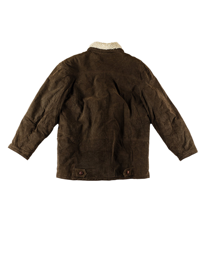 Vintage 80's Men Faux Sheepskin Coat in GreenVN548