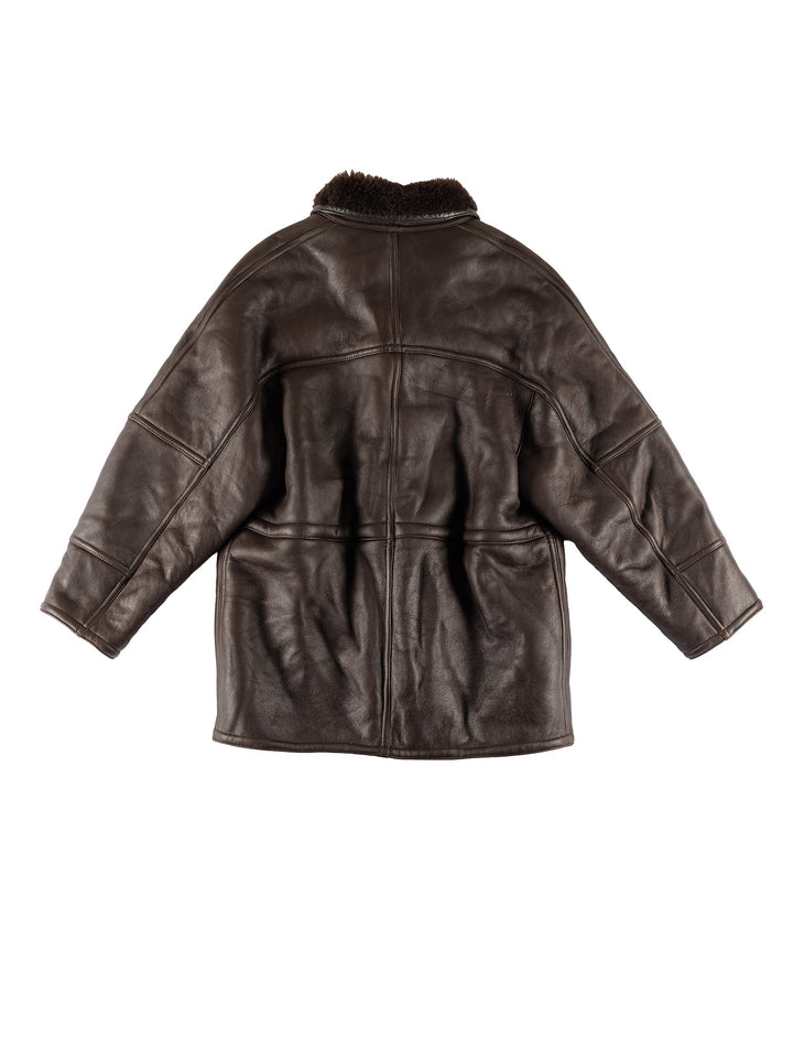 Vintage 80's Men Sheepskin Coat in BrownVN732