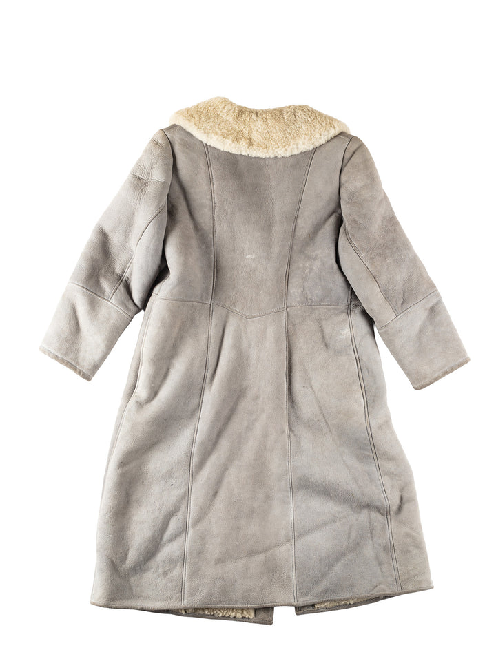Vintage 80's Women Sheepskin Coat in GrayMN309