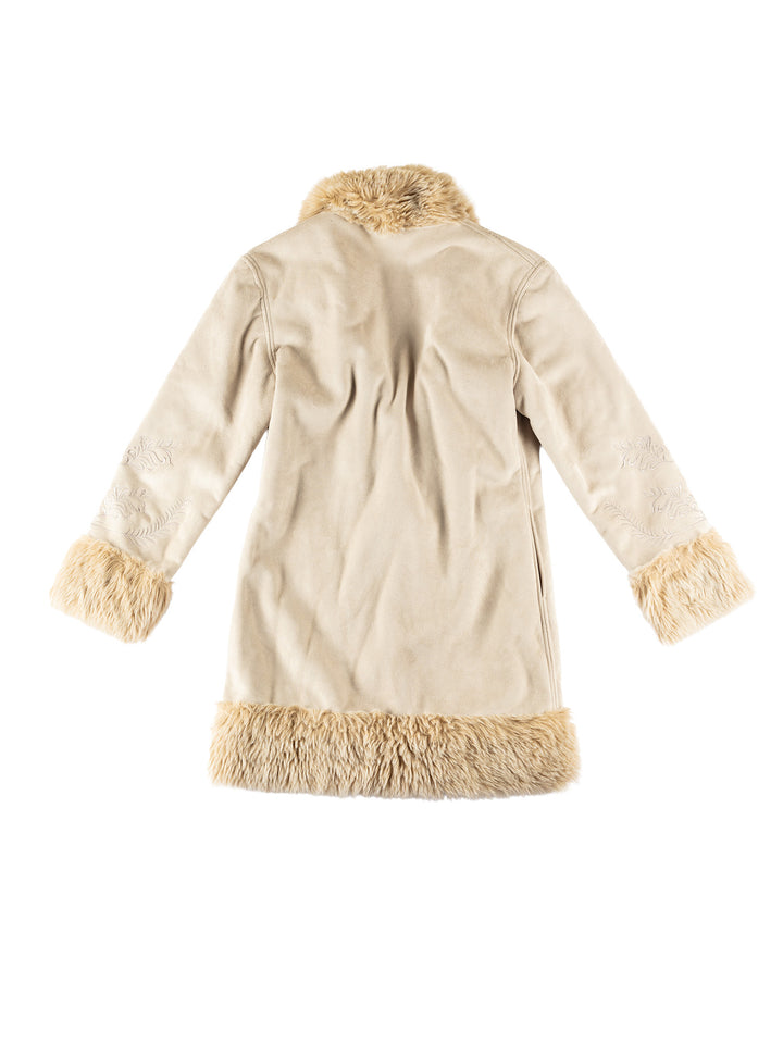 Vintage 70's Women Faux Sheepskin Coat in BeigeMN652