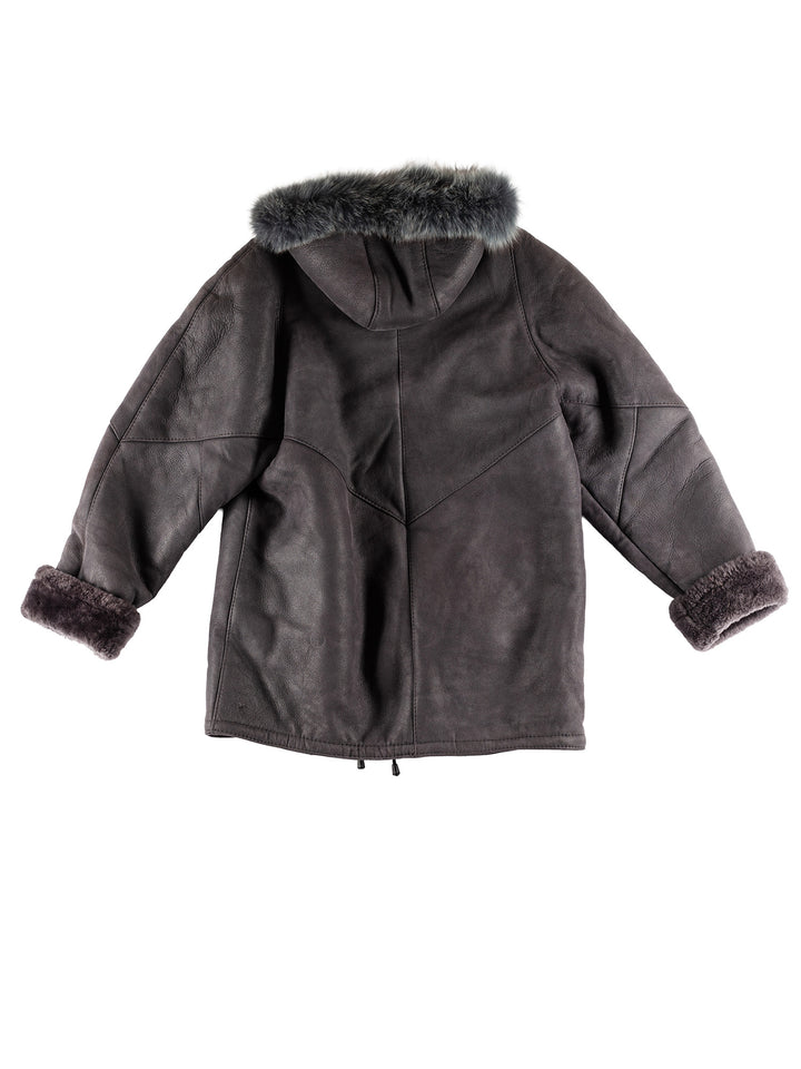 Vintage 70's Women Sheepskin Coat in GrayMN459