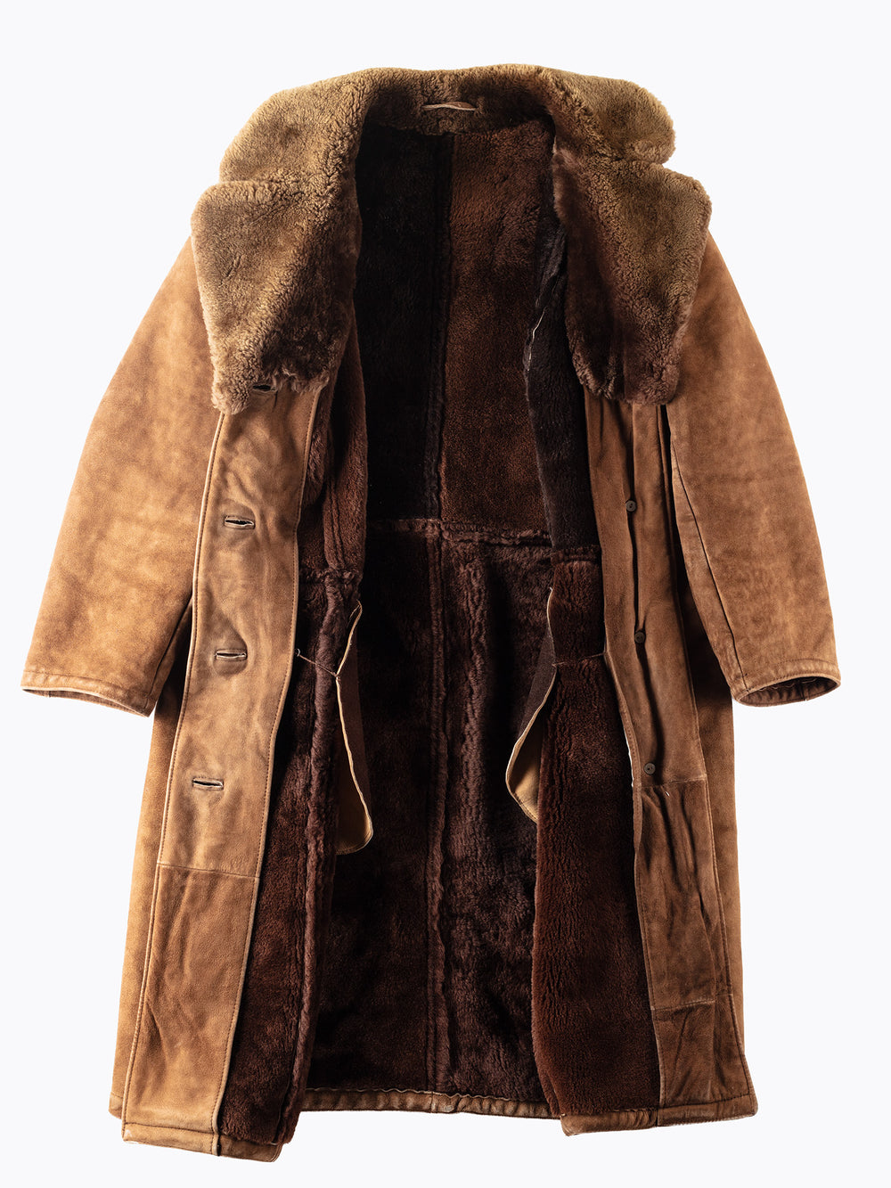Vintage 70's Women Sheepskin Shearling Coat in Brown