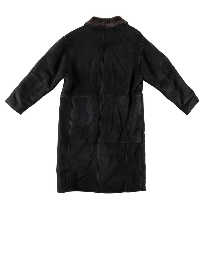 Vintage 80's Men Sheepskin Coat in BlackVN749