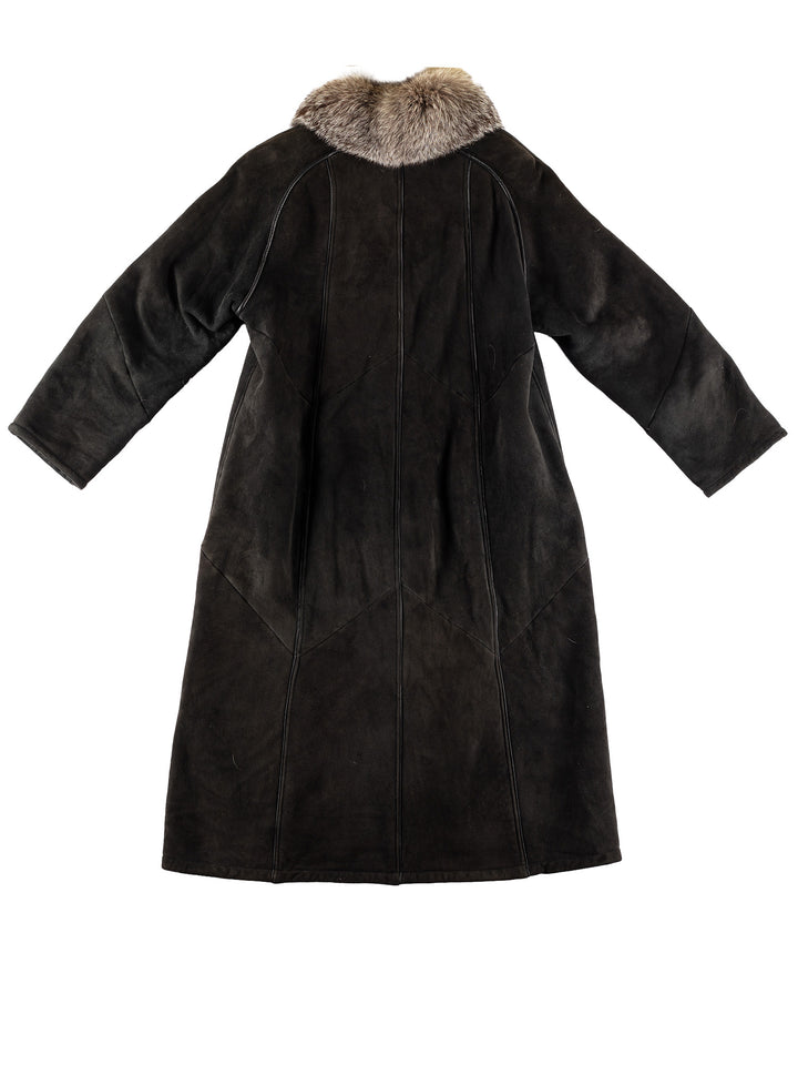 Vintage 80's Women Sheepskin Coat in BlackMN505