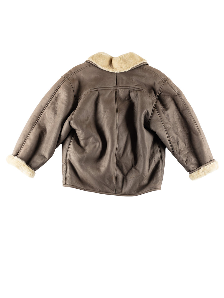 Vintage 80's Women Sheepskin Jacket in GrayMN487