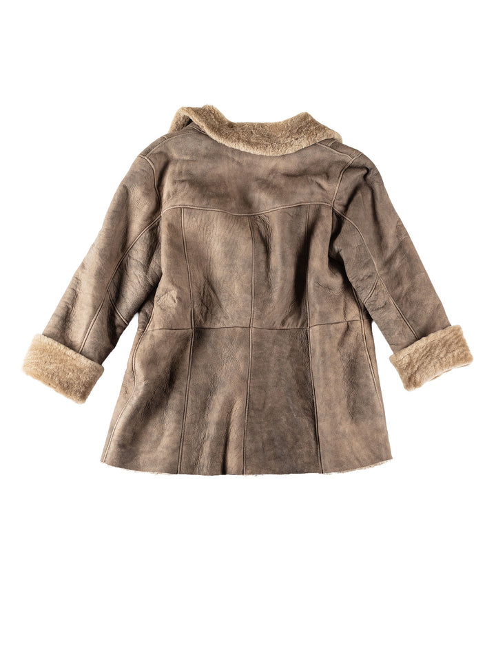 Vintage 80's Women Sheepskin Coat in BeigeMN588