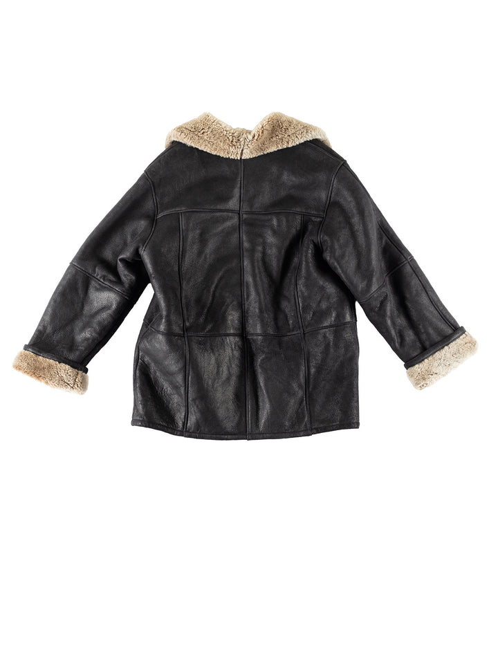 Vintage 80's Women Sheepskin Jacket in BlackMN452