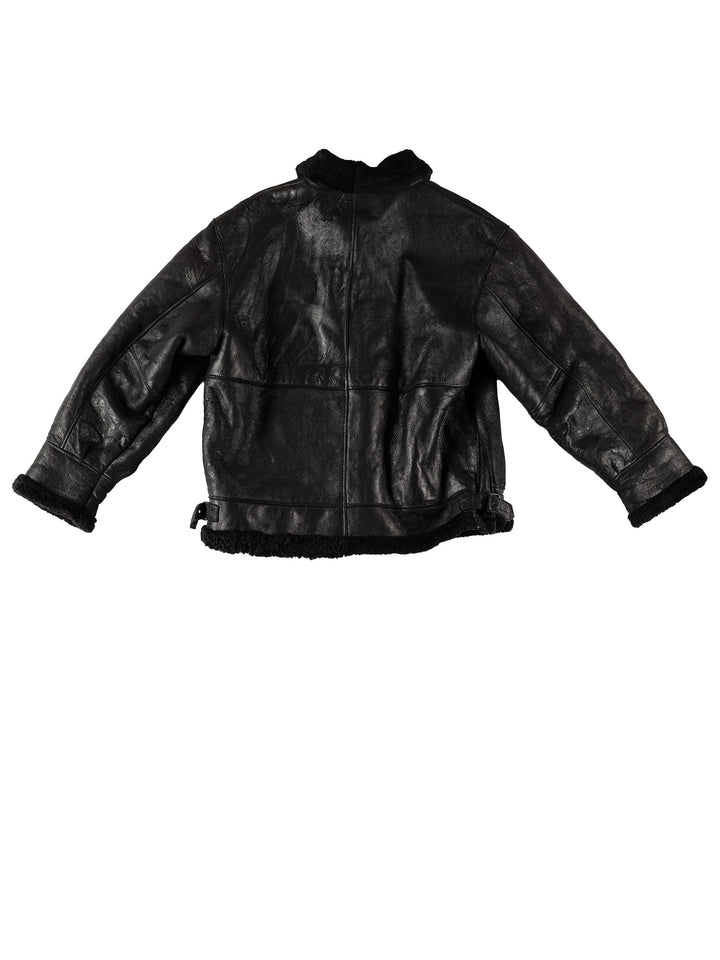 Vintage 80's Men Sheepskin Jacket in BlackVN684